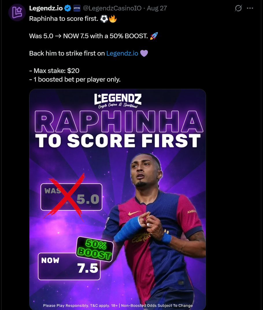 Legendz Sports / boosted odds creative